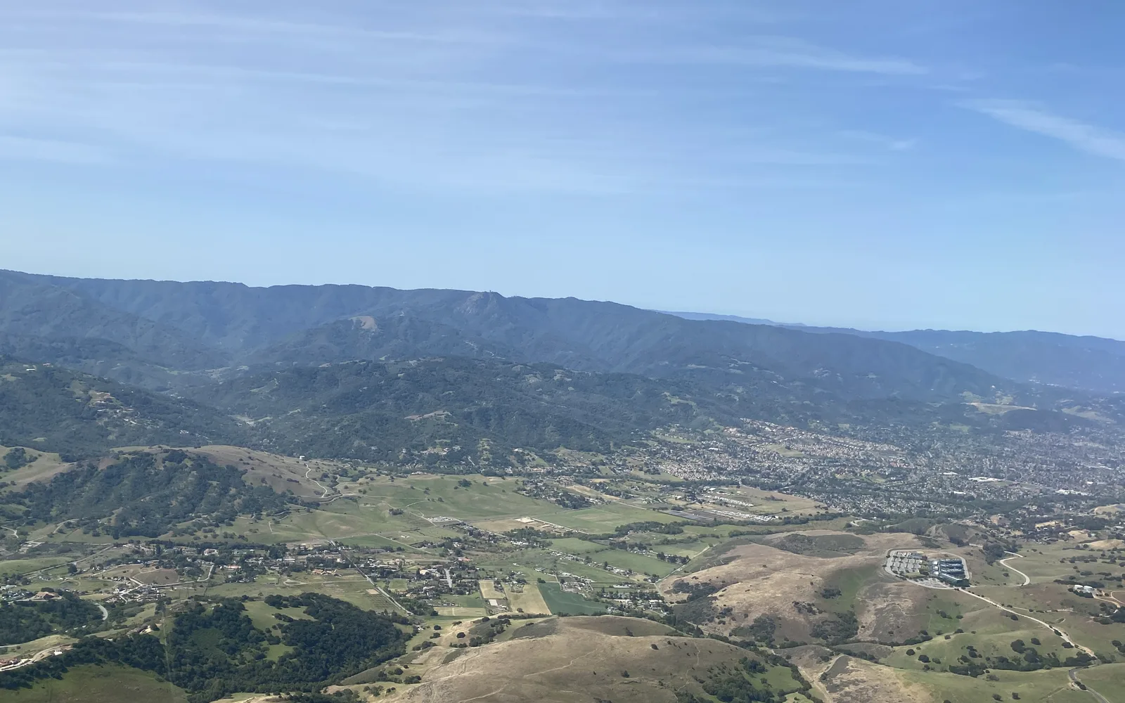 Aerial view of the Santa Cruz Mountains in California